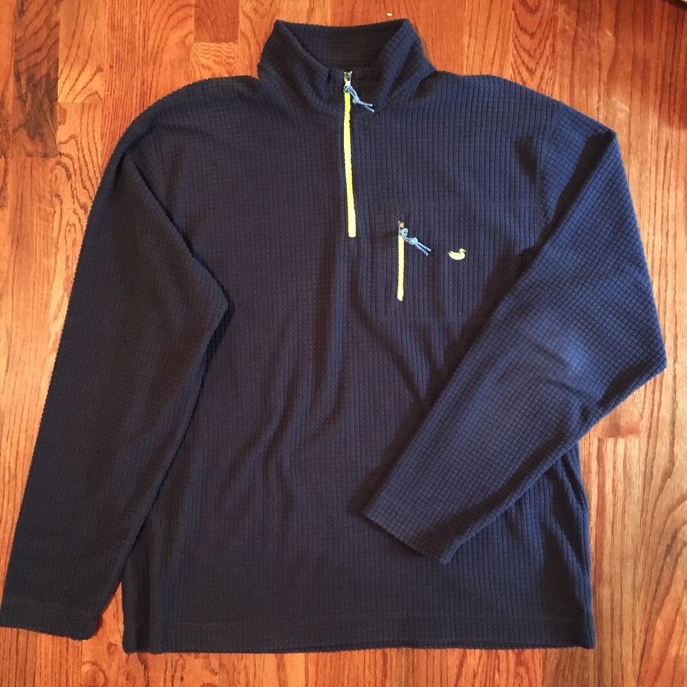 Men’s Navy Waffle-Knit Fleece Pullover